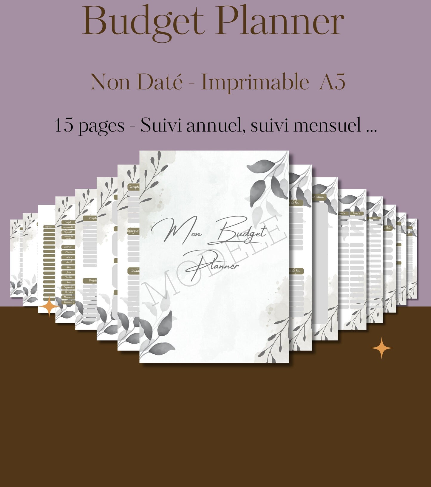 Budget Planner non daté à imprimer Format A5 Feuilles