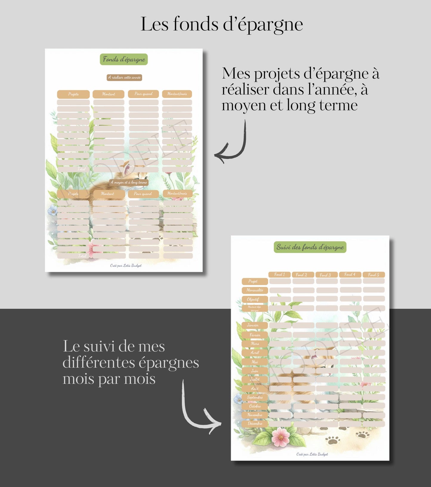 Budget Planner Chatons – PDF Imprimable A5 – 30 Pages, Suivi Annuel & Mensuel, Non Daté