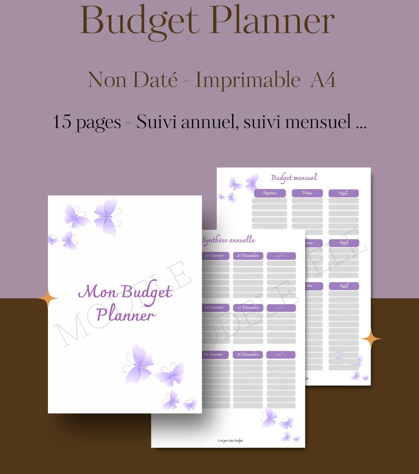 Budget Planner Format A4 à imprimer Papillons