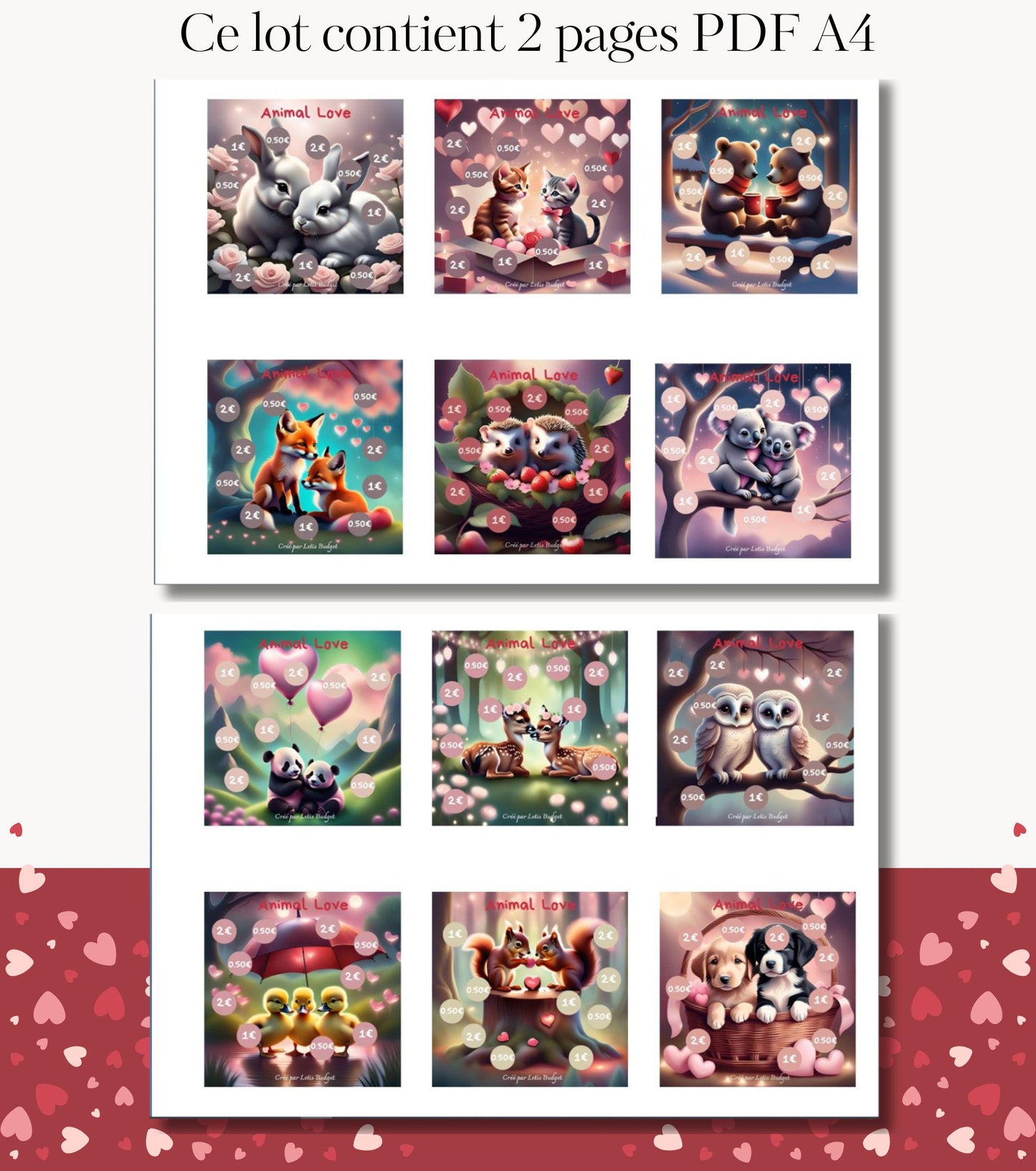Lot de 12 Fiches Défis Budget - Collection Animal Love
