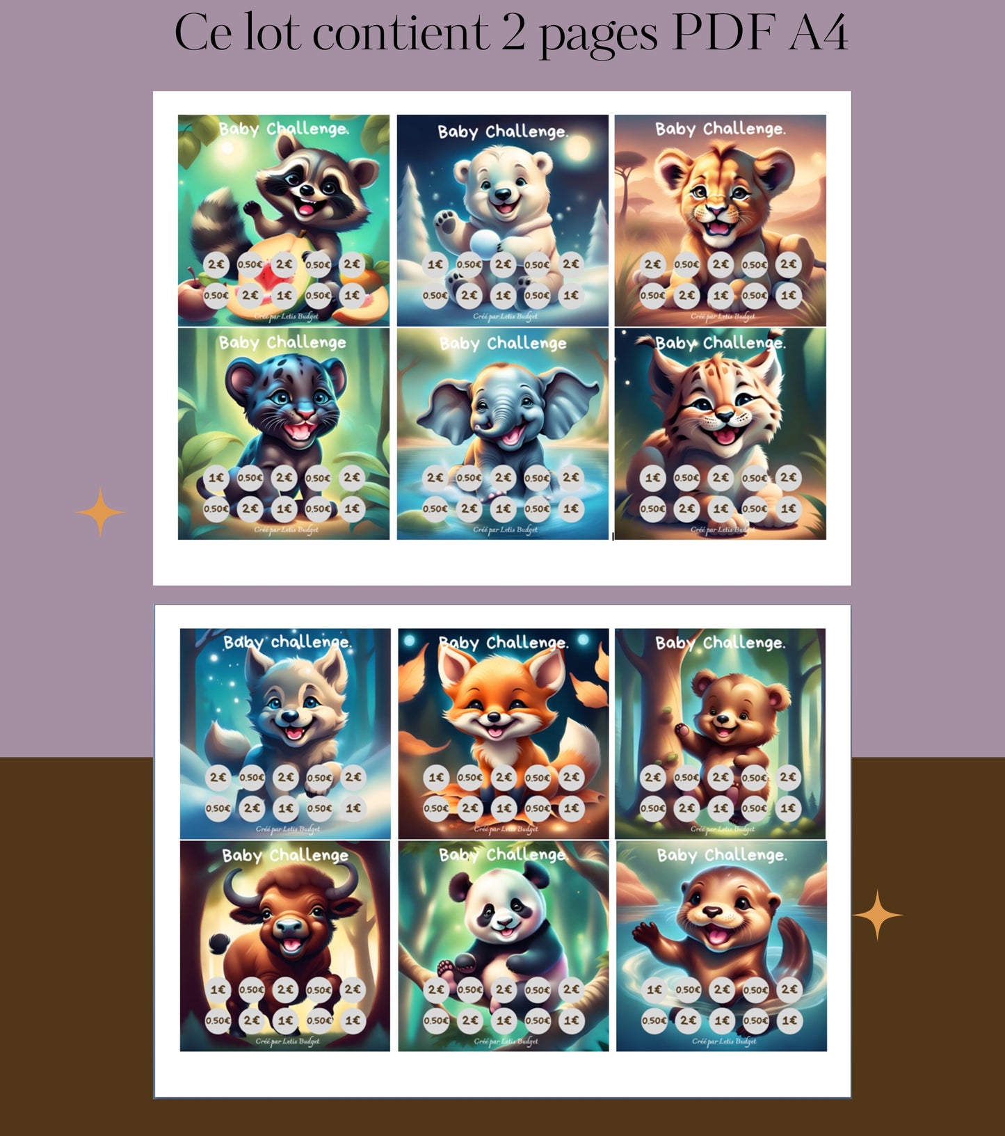 Défi Budget Baby Challenge Animaux à imprimer petit budget