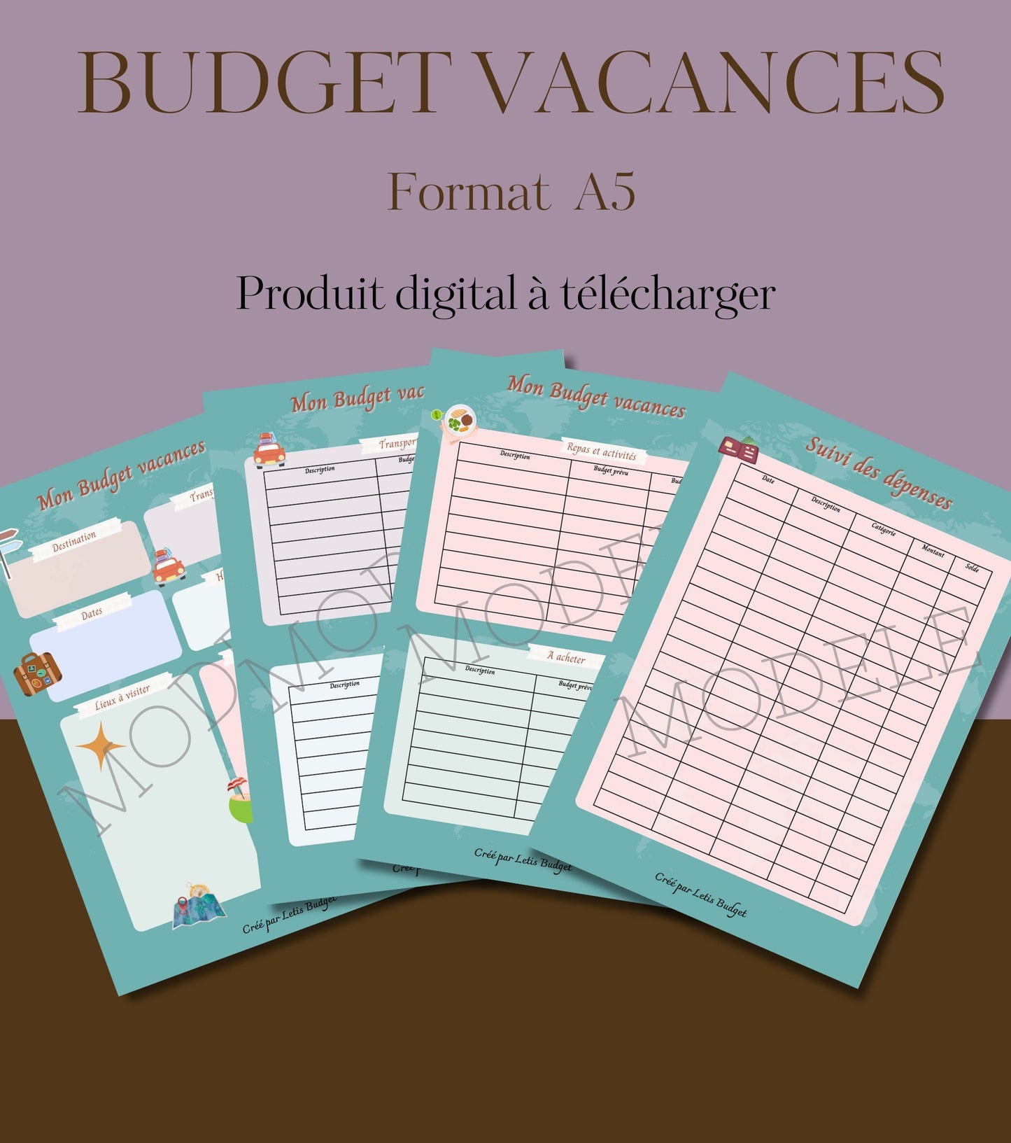 Suivi de Budget vacances à imprimer Format A5