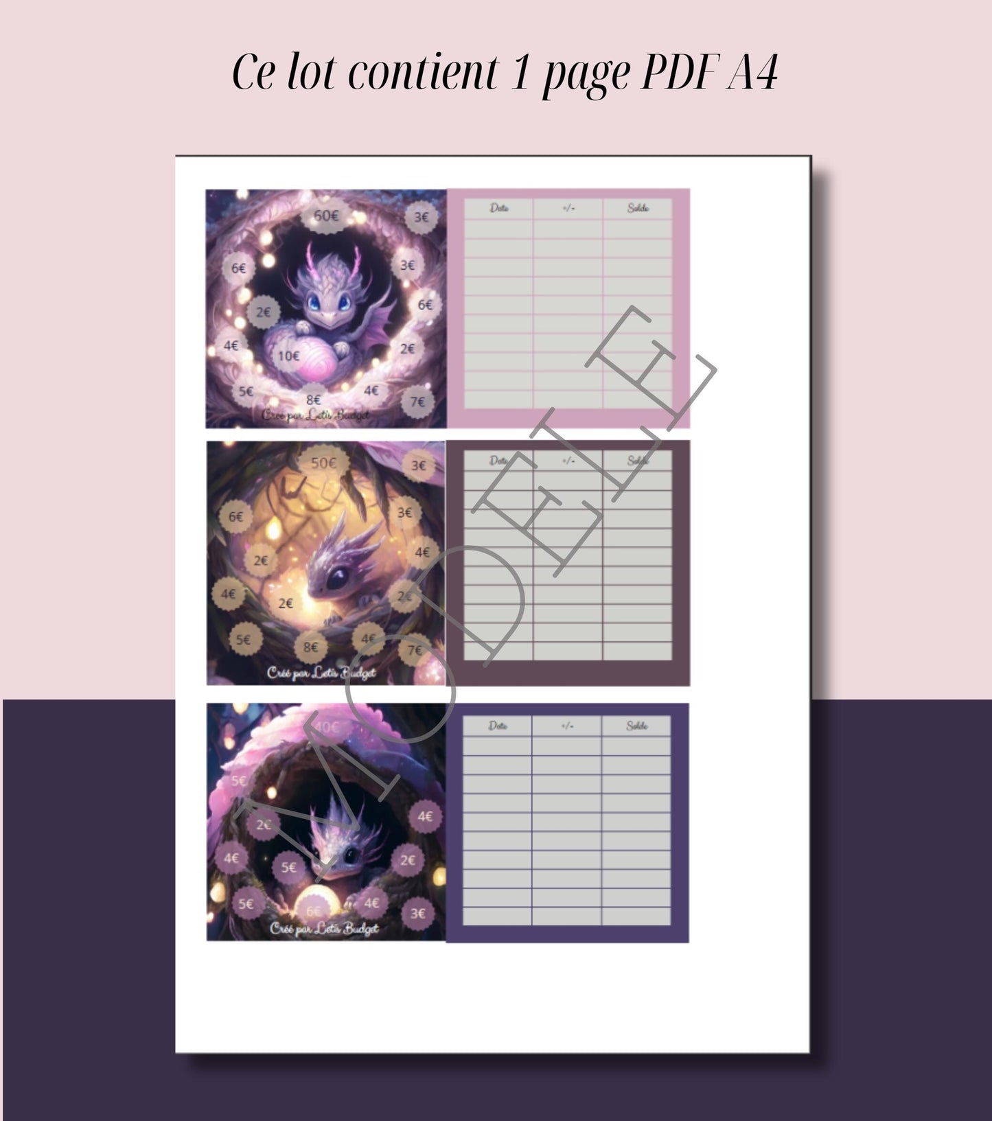 Lot de 3 Défis Budget | Thème Dragonnet | Système des Enveloppes ou Budget Base Zéro