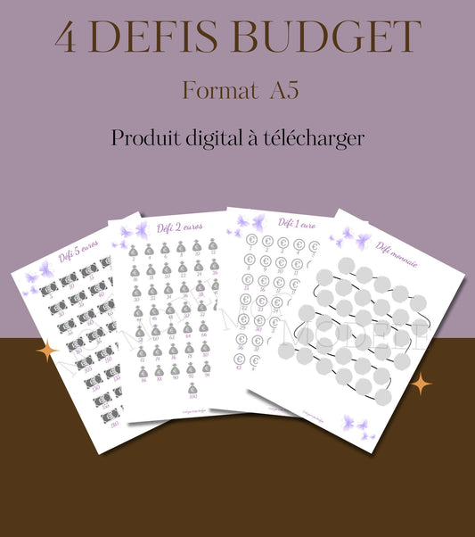 4 Défis Budget Format A5 à imprimer Papillons