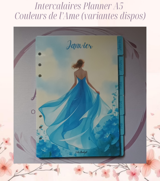 Lot de 12 intercalaires mensuelles A5 Collection Couleurs de l’Âme