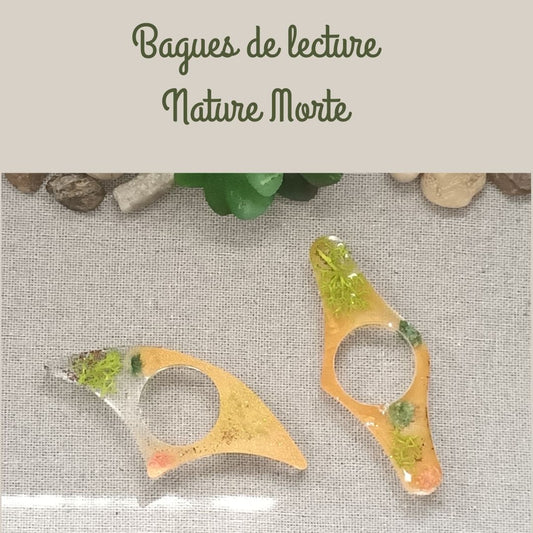 Bague de lecture en résine Nature Morte – décor automnal et végétal
