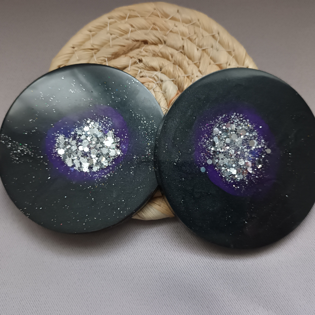 Lot de 2 Dessous de Verre Mystiques – Cercle Magique Noir & Violet – Décoration Ésotérique