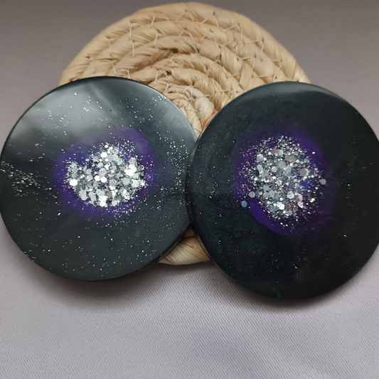 Lot de 2 Dessous de Verre Mystiques – Cercle Magique Noir & Violet – Décoration Ésotérique