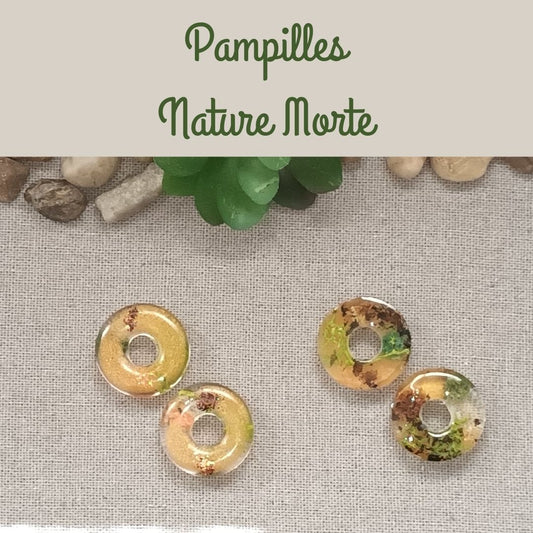 Lot de 2 Pampilles en résine Nature Morte – forme donut, inclusions automnales