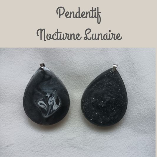 Pendentif en résine noire – Collection Nocturne Lunaire