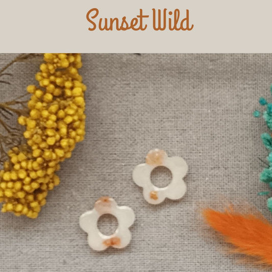 lot de 2 Pampilles résine nature orange & beiges – Paire Sunset Wild – Bijoux ethniques nature