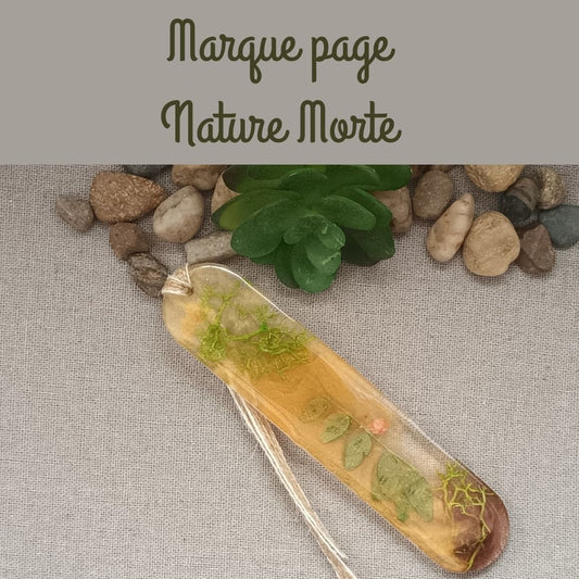 Marque-pages en résine Nature Morte – tons automnaux et effet végétal