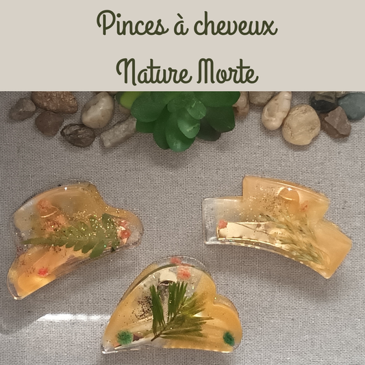 Pince à cheveux croco en résine Nature Morte – style automnal et naturel