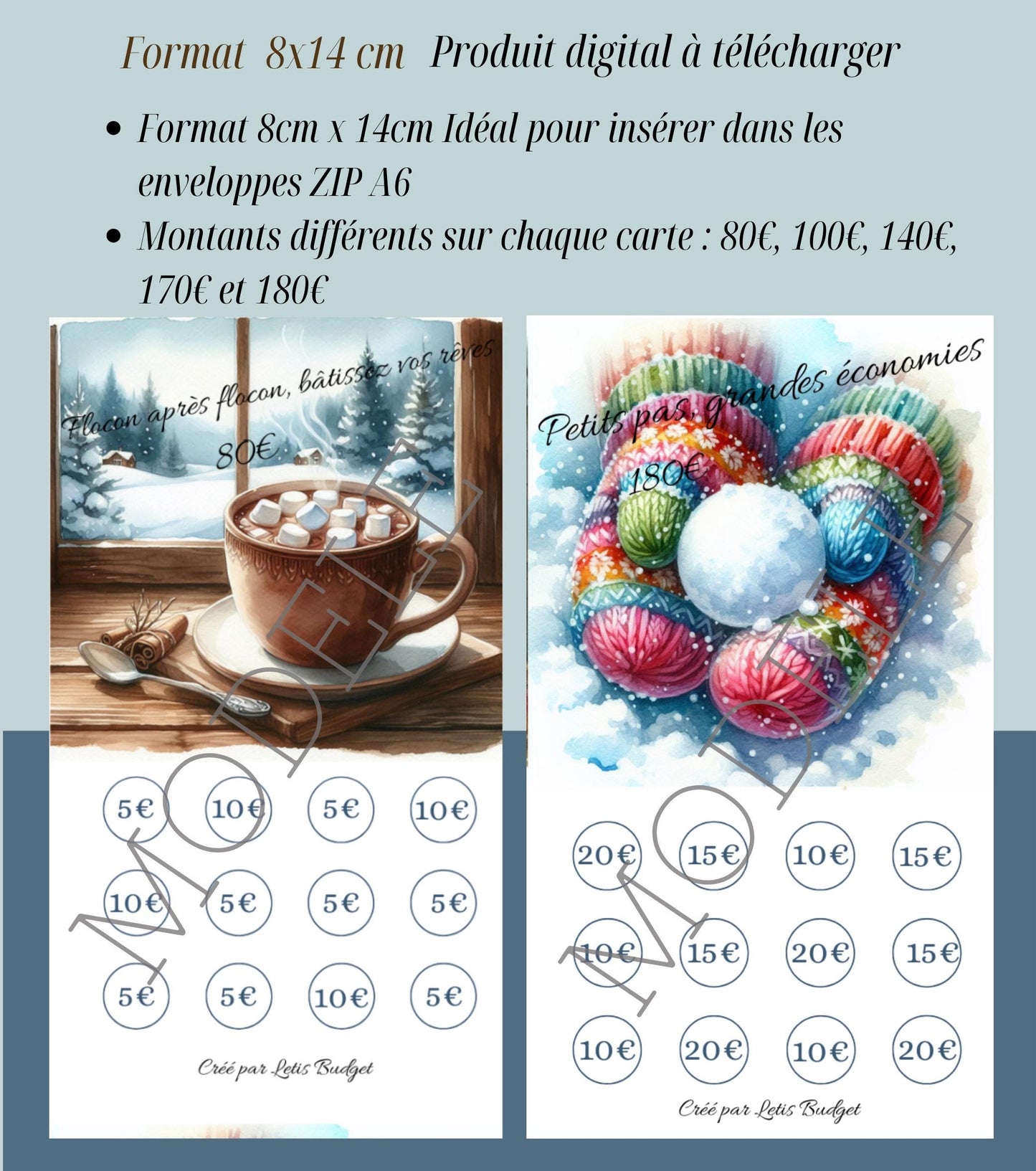 5 Fiches Défis Hiver  avec Phrases Motivantes à imprimer