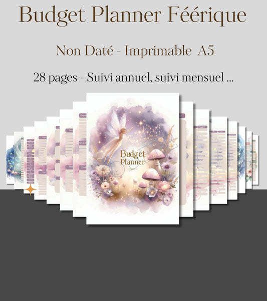 Budget Planner Féérique – PDF Imprimable A5 – 28 Pages, Suivi Annuel & Mensuel, Non Daté