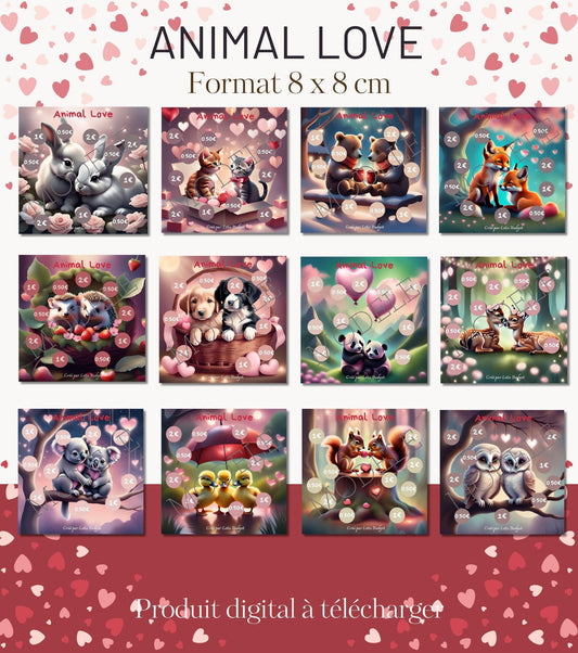 Lot de 12 Fiches Défis Budget - Collection Animal Love
