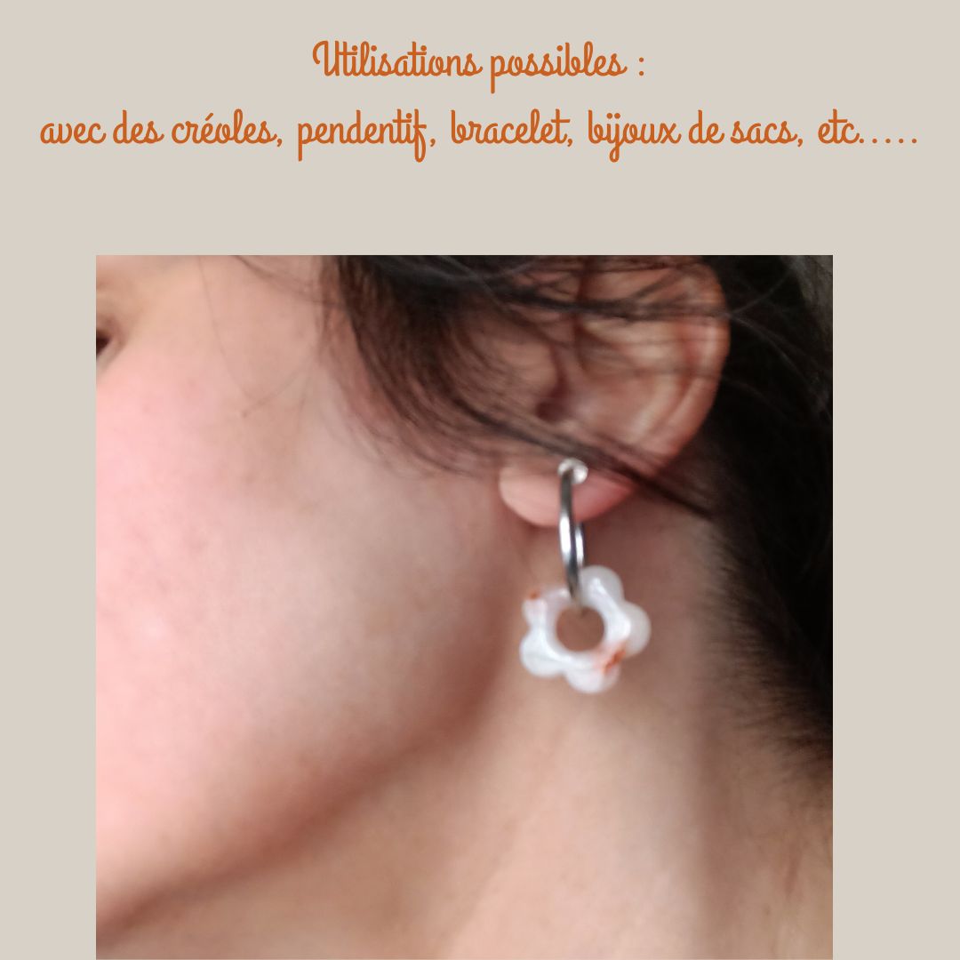 lot de 2 Pampilles résine nature orange & beiges – Paire Sunset Wild – Bijoux ethniques nature