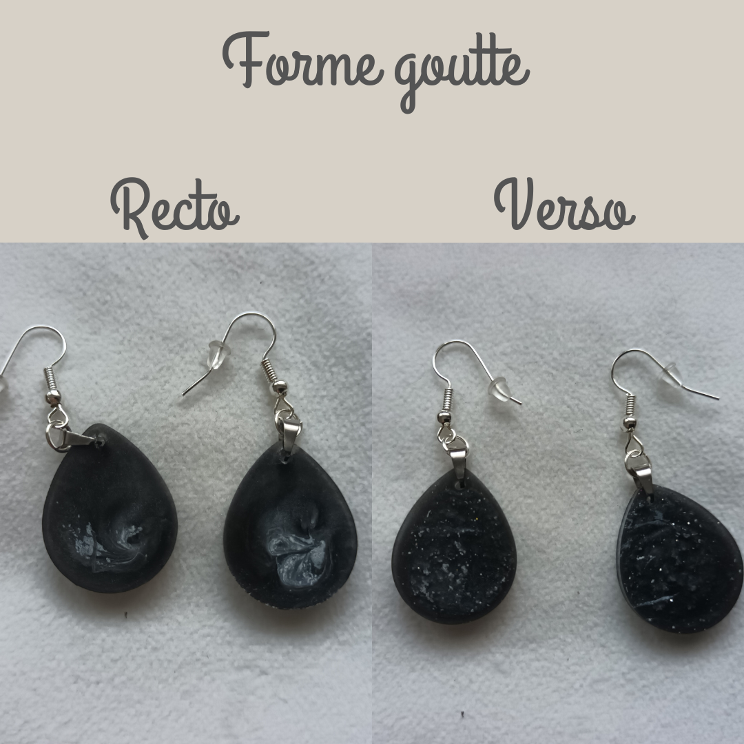 Boucles d’oreilles en résine noire – Collection Nocturne Lunaire