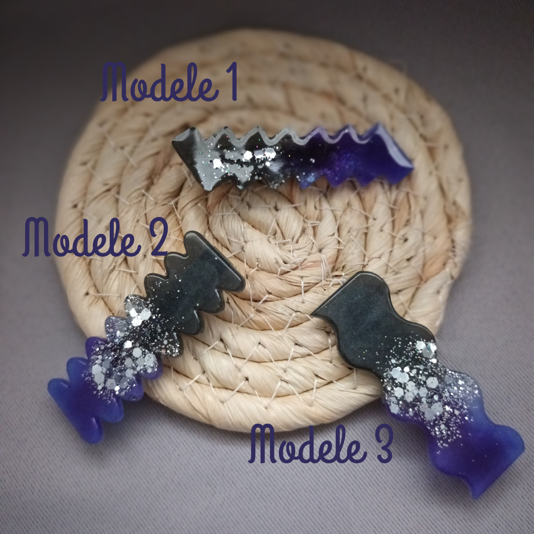 Pince à Cheveux Witchy – Effet Galaxie Noir & Violet