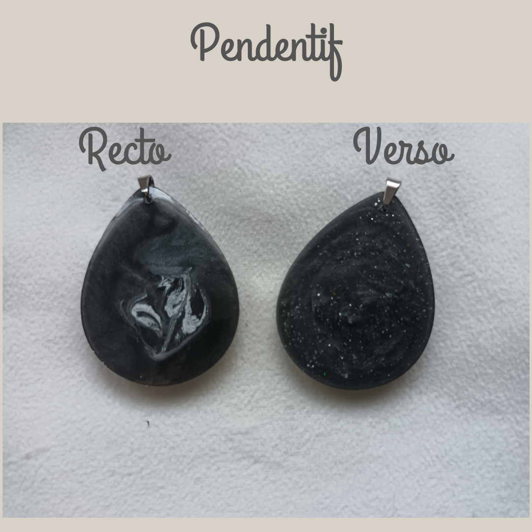 Pendentif en résine noire – Collection Nocturne Lunaire
