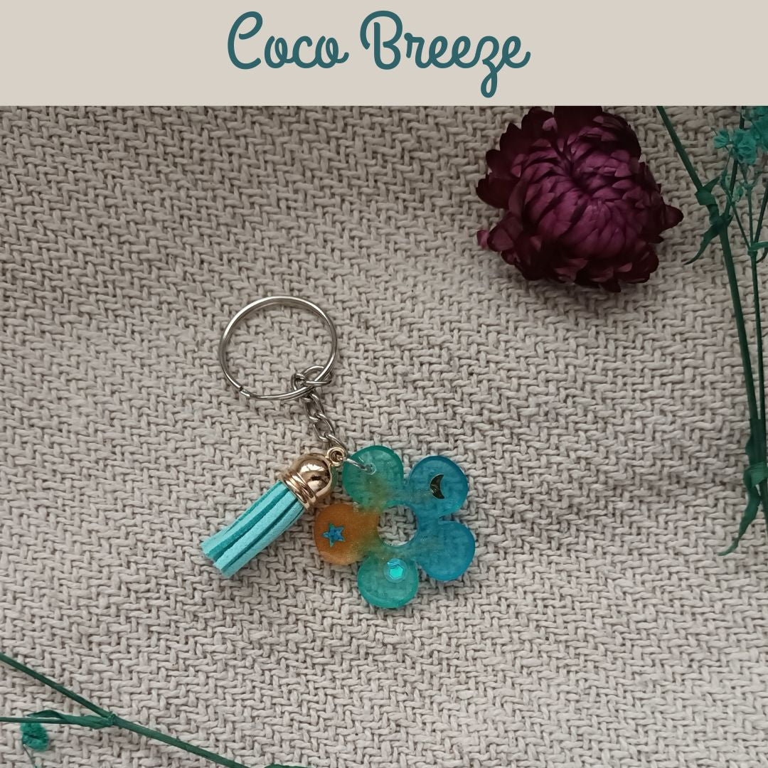 Porte-clés en résine – Été Pep’s – Modèles Sunset Love, Coco Breeze, Acaï Dream – Cadeau été femme