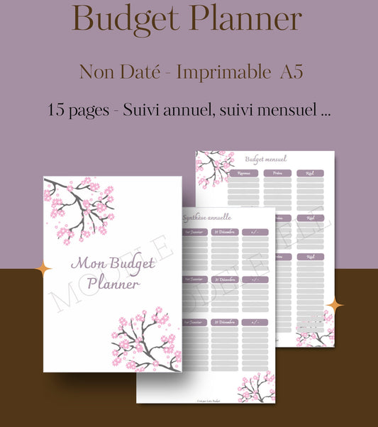 Budget Planner à imprimer non daté Format A5 Sakura