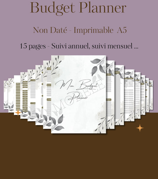 Budget Planner non daté à imprimer Format A5 Feuilles