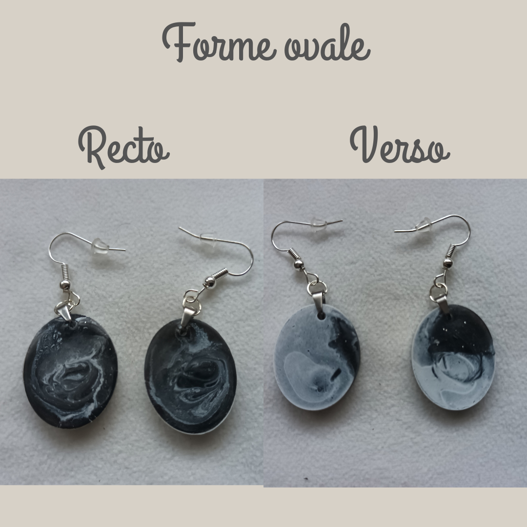 Boucles d’oreilles en résine noire – Collection Nocturne Lunaire
