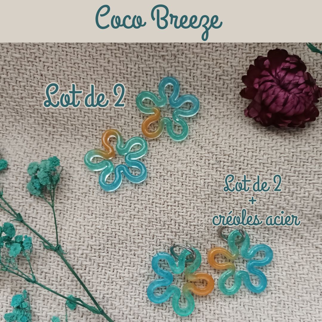 Lot de 2 pampilles en résine – Collection Été Pep’s | Charms colorés faits main – Sunset Love, Coco Breeze, Fruity Pop