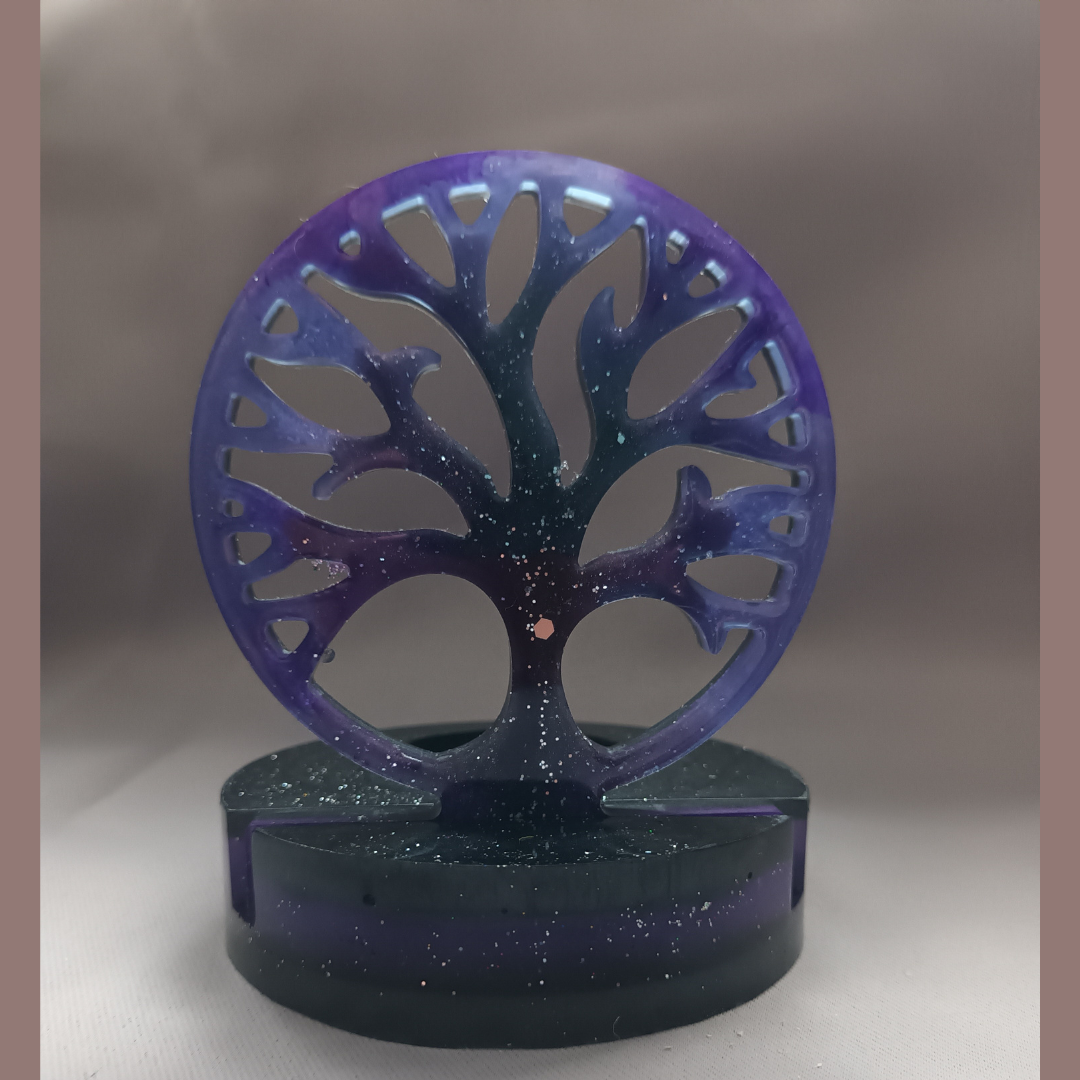 Porte-Bougie Arbre de Vie – Noir & Violet – Décoration Ésotérique