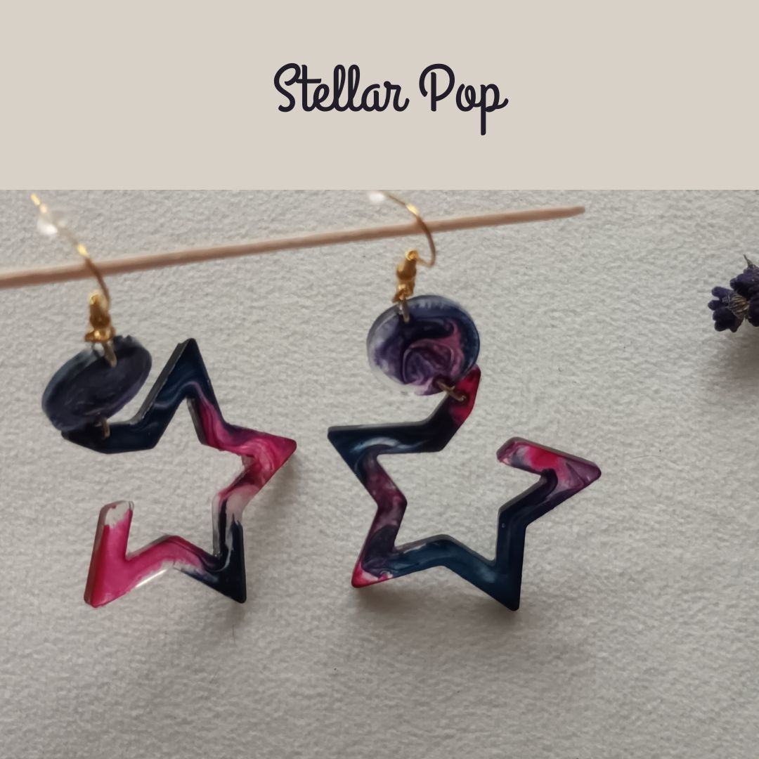 Boucles Galaxie Pop – Bijoux fun et colorés en résine artisanale