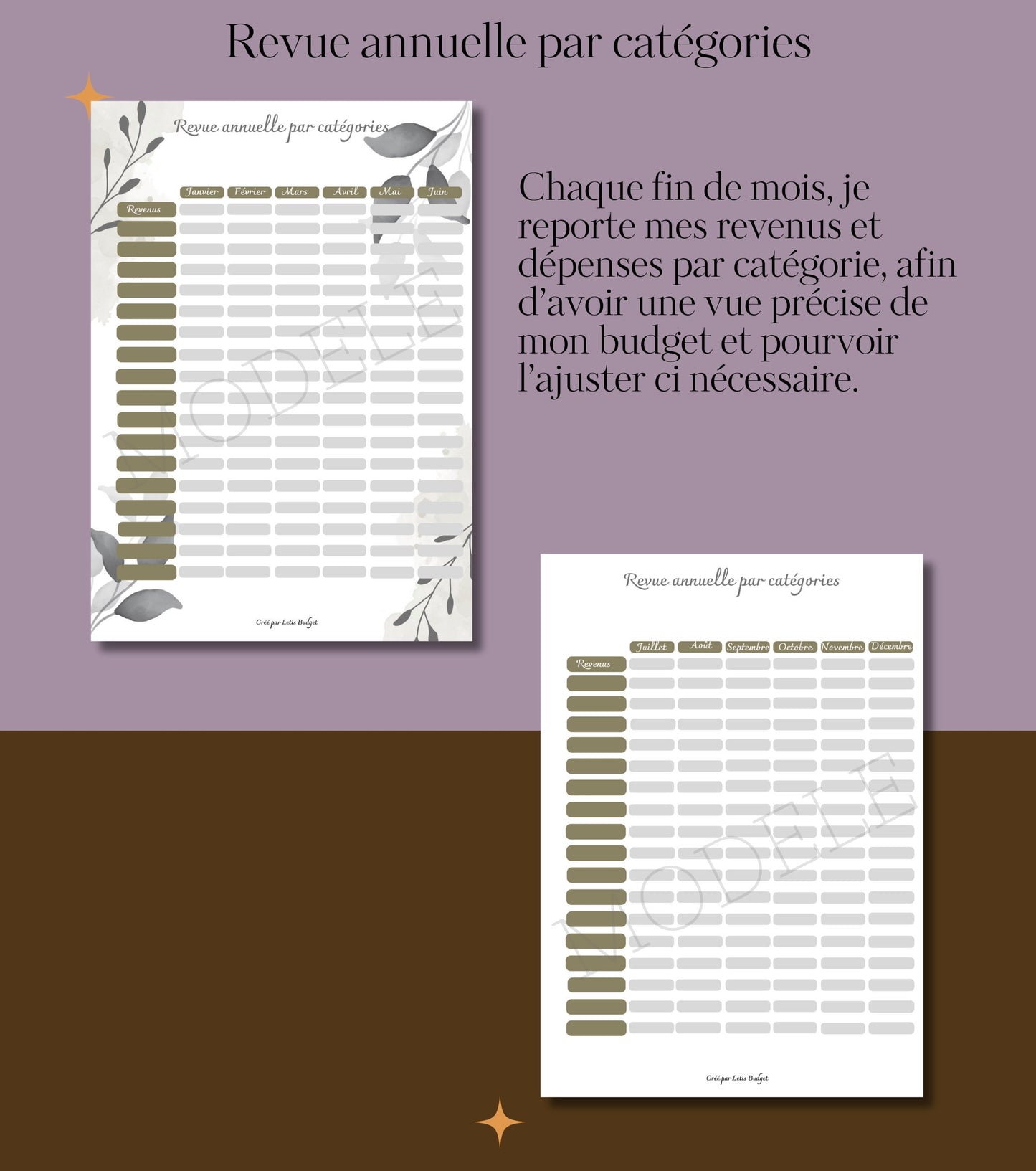 Budget Planner non daté à imprimer Format A5 Feuilles