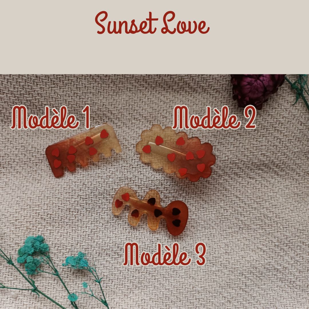 Pince à cheveux résine – Été Pep’s – Accessoire cheveux coloré été – Sunset, Fruité, Tropical