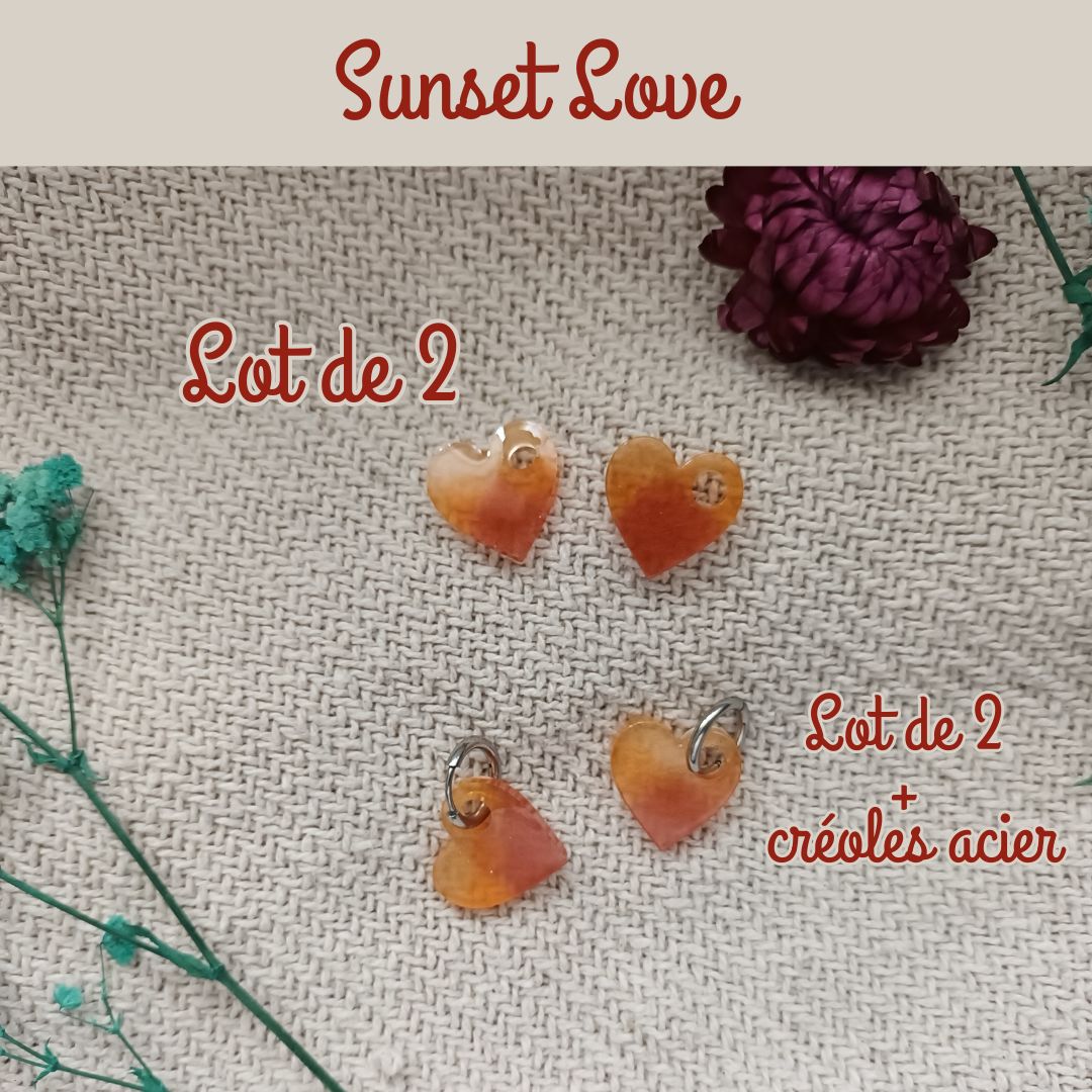 Lot de 2 pampilles en résine – Collection Été Pep’s | Charms colorés faits main – Sunset Love, Coco Breeze, Fruity Pop