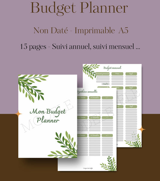 Budget Planner non daté à imprimer Format A5 Branche