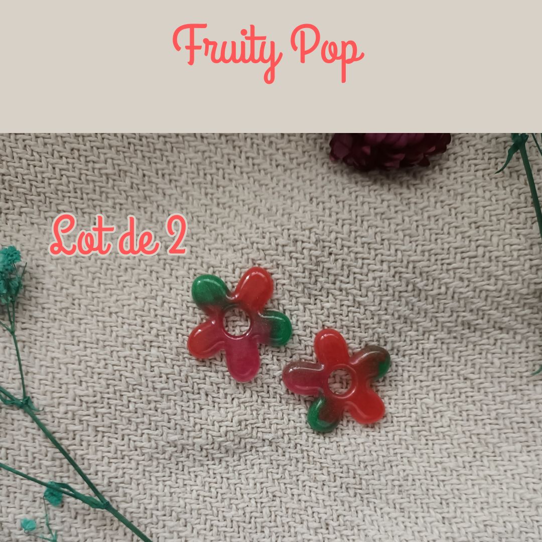 Lot de 2 pampilles en résine – Collection Été Pep’s | Charms colorés faits main – Sunset Love, Coco Breeze, Fruity Pop