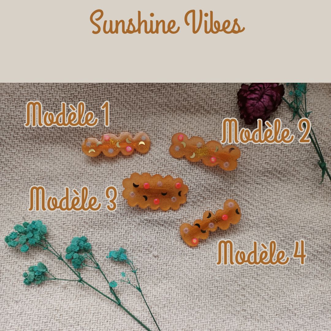 Pince à cheveux résine – Été Pep’s – Accessoire cheveux coloré été – Sunset, Fruité, Tropical