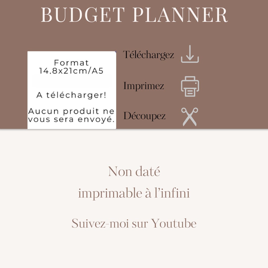 Budget mensuel imprimable, revenus et dépenses mensuels, budget mensuel imprimable, PDF, A5, téléchargement immédiat