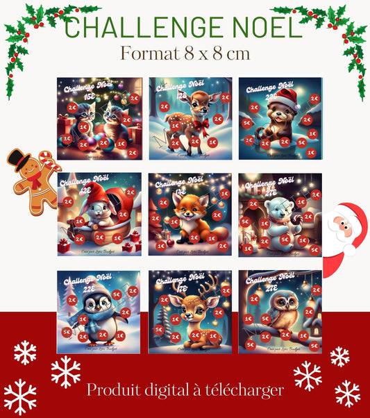 Challenge Noël Bébés Animaux - Kit de Challenge de Budget Imprimables | Organisation Financière Ludique