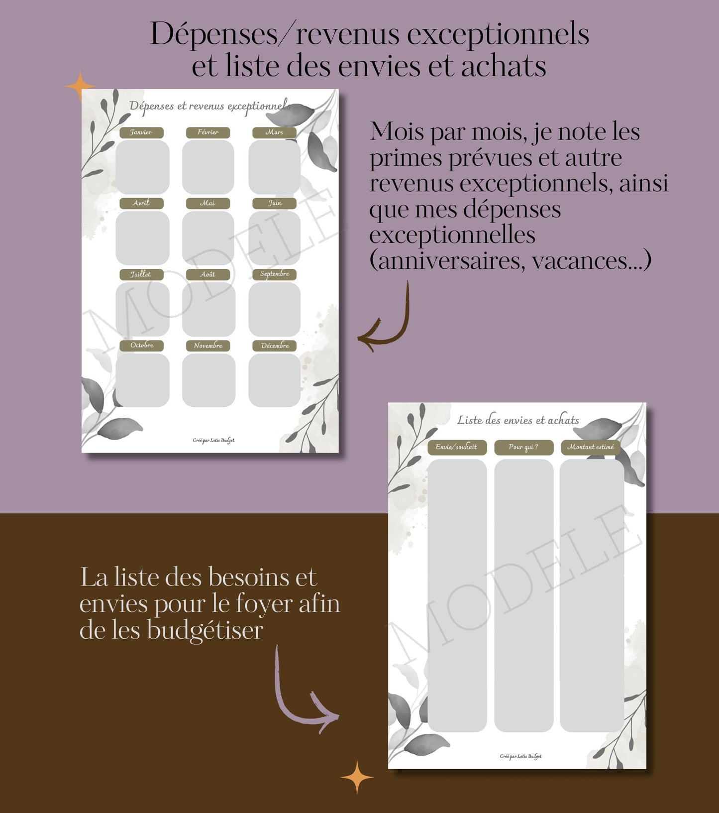 Budget Planner non daté à imprimer Format A5 Feuilles