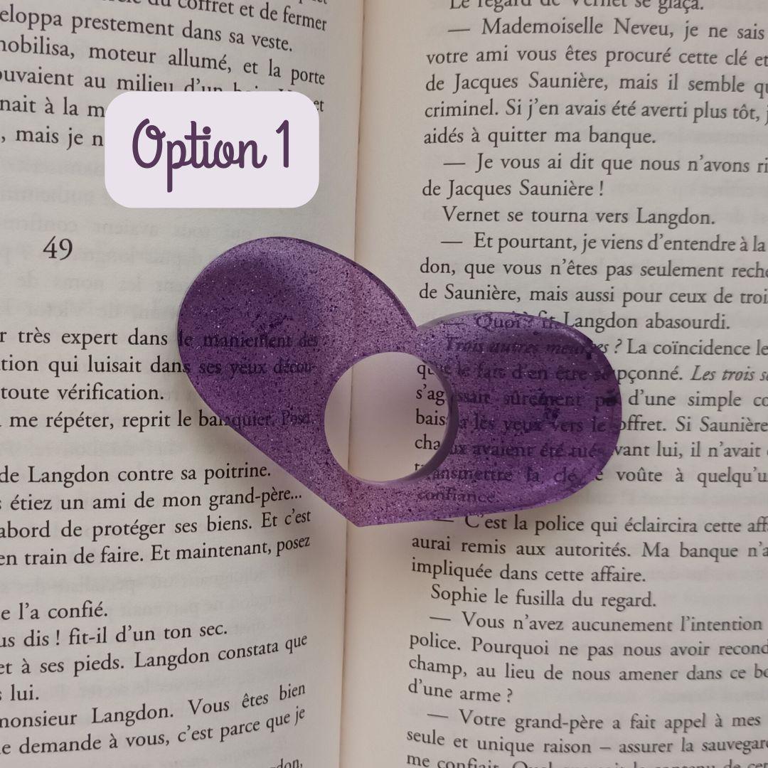 Bague de lecture en résine – Collection Galaxie de Paillettes – Violet & paillettes bleues