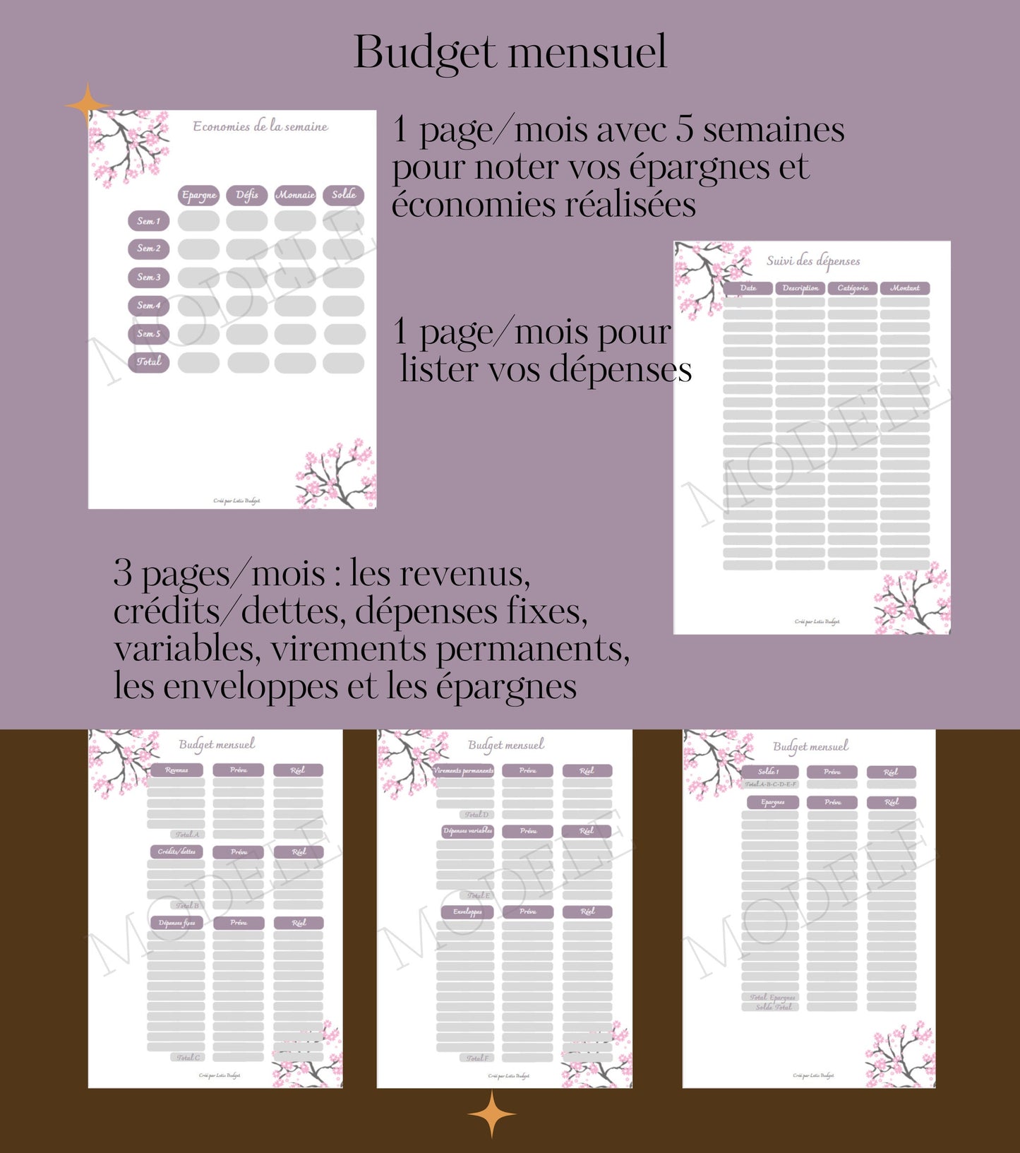 Budget Planner à imprimer non daté Format A4 Sakura