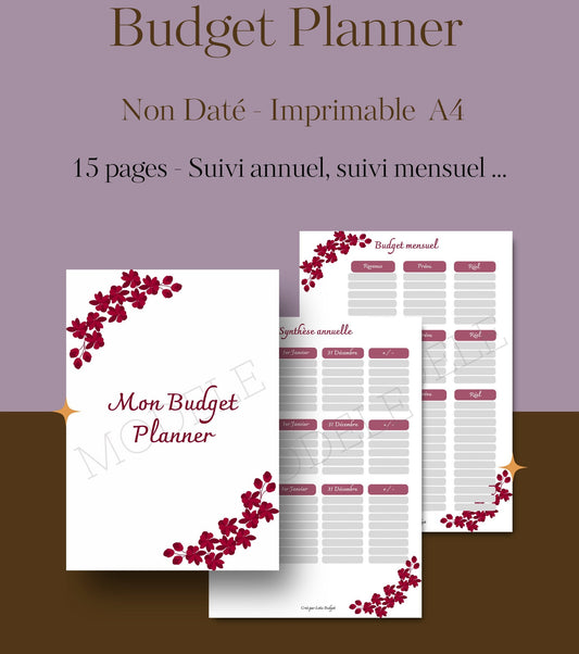 Budget Planner Format A4 à imprimer Fleurs rouges