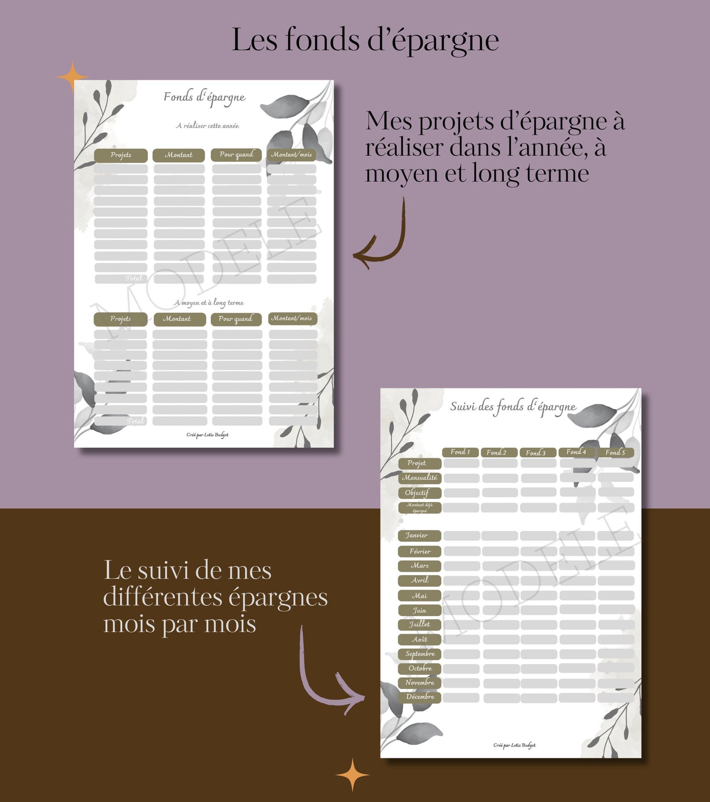 Budget Planner non daté à imprimer Format A5 Feuilles